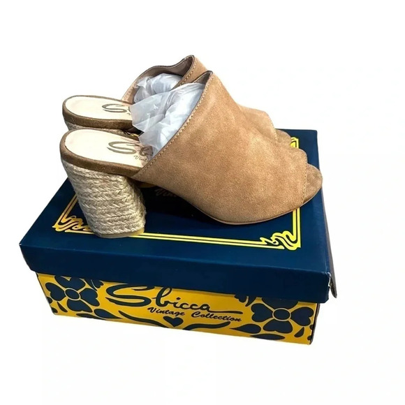 Sbicca Beige Vintage Collection Helena Heeled Sandals Size 7 NIB Suede Natural - Picture 2 of 5